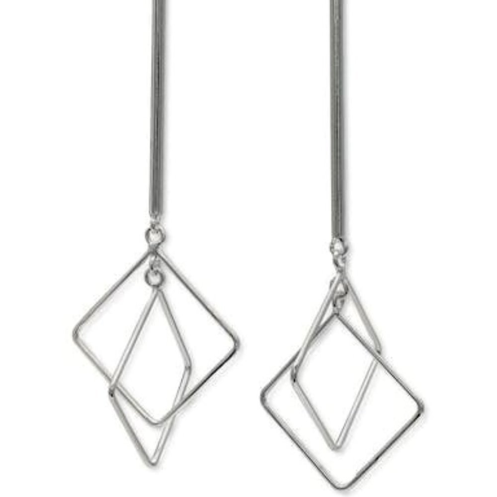 GIANI Bernini Square Wire Linear Drop Earrings in Sterling Silver - Picture 3 of 4